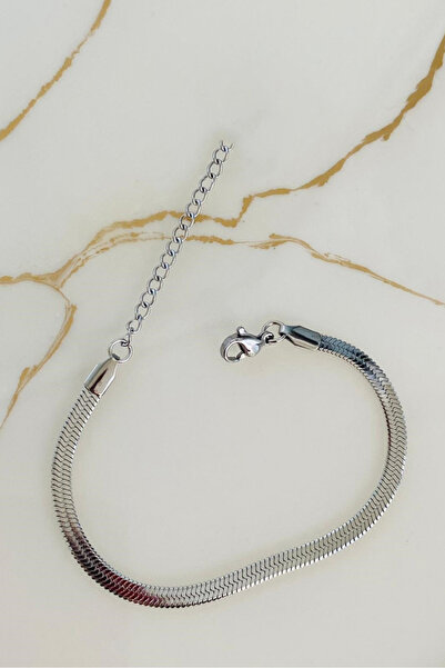 Ad Yassı Yılan Balık Sırtı Model Paslanmaz Çelik Bileklik scb25b