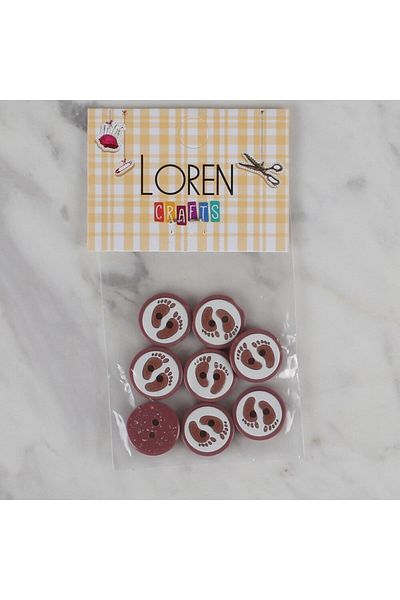 Hangora Loren Crafts Cherry Rot 8 Li Footprint Buttons - 43