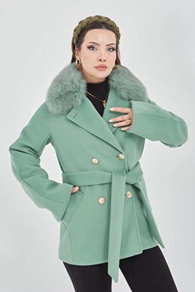 baydemir tekstil Bebe Yaka Kürklü Kaşe Kaban