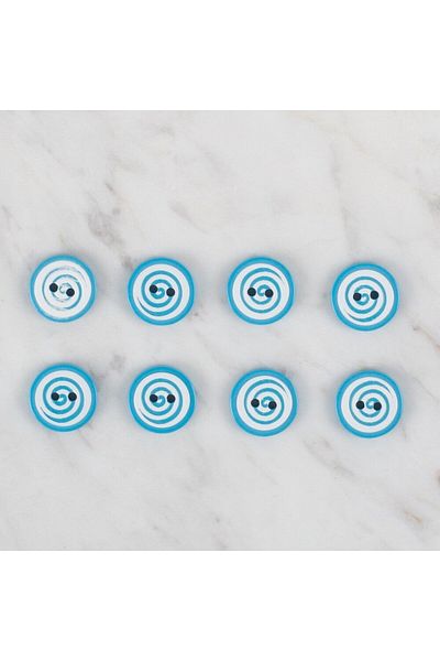 Hangora Loren Crafts Blue Round Button of 8 - 453