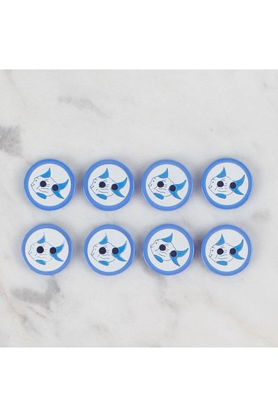 Hangora Loren Crafts Dark Blue 8-Piece Fish Button - 576