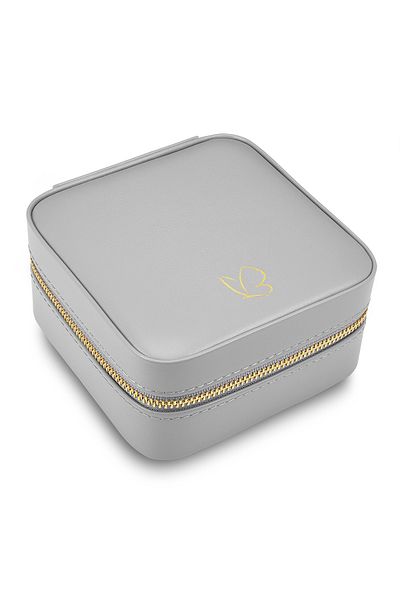 Glanzstücke München Reisetäschchen Schmuck-Reisetäschchen Kunstleder grau 115x115x58 mm