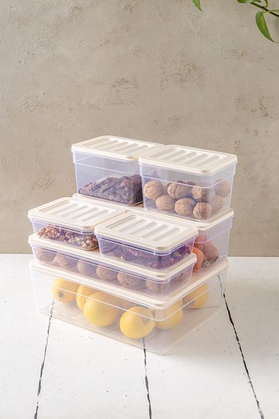 NY HOME Set of 7 - New Freshbox Cream Colored Microwave and Freeze Convenient Storage Container