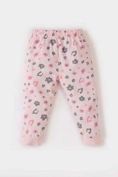 DeFacto New Season Baby Girl Pajama Set Patterned Long Sleeve Combed Cotton Top Elastic Waist Bottom