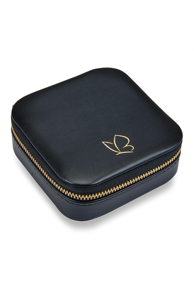 Glanzstücke München Reisetäschchen Schmuck-Reisetäschchen Kunstleder schwarz 100x100x35 mm