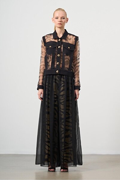 Valerin Antakya Desen Geçiş Detaylı Transparan Ceket