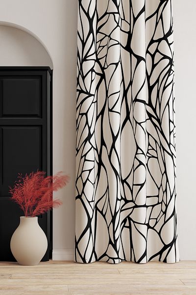 AYSHOME Ays Home Ασπρόμαυρη Κουρτίνα Δικτύου - 135cmx260cm Χωρίς πιέτες