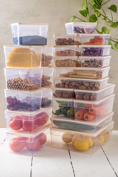 NY HOME New Freshbox Set of 24 - Cream Storage Container Suitable for Microwave and Freeze
