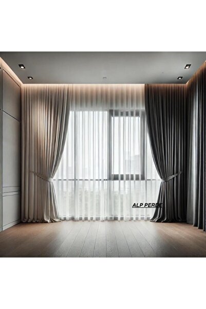 Alp Perde Modern Greek Non-Ironing White Tulle Curtain - Leaded, 1/2 Pleat (Century Pleat)