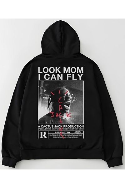 Edizen Унисекс суичър с качулка Travis Scott Outpost черен 100% памук