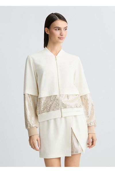 Liu Jo Women's Beige Jacket - Cotton, Long Sleeve, Sequin Print, Refular Fit Ta5260Ts423-M9185