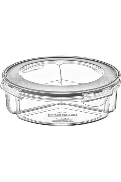 STOREMAX 1.35 Liter Round Food Storage Container with 3 Compartments, Leakproof Gasket and Locking Lid Lc-500 Star