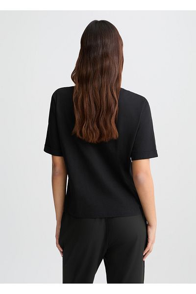 Liu Jo Women's V-Neck Black T-Shirt - Relaxed Fit, 100% Cotton, Short Sleeve Ta5175Js923-M9296