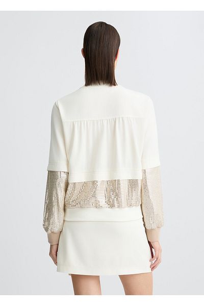 Liu Jo Women's Beige Jacket - Cotton, Long Sleeve, Sequin Print, Refular Fit Ta5260Ts423-M9185