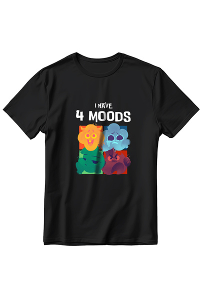 EZG Business تي شيرت 4MOOD مطبوع كبير الحجم للجنسين مصنوع من القطن بنسبة 100%...