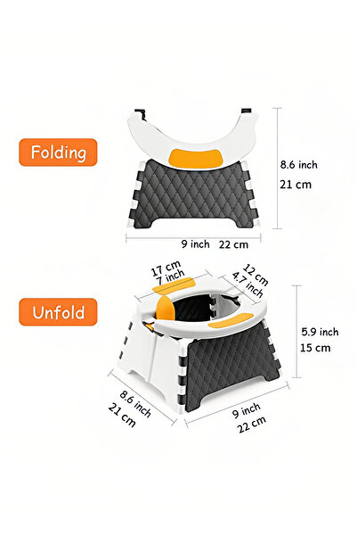 Yelajoy Potty Training Seat,Foldable Portable,Stable and Durable,for Indoor Outdoor Use,White&Gray