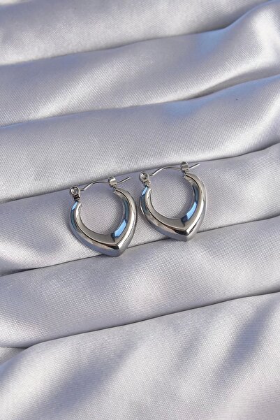 Clariss 316L أقراط فضية اللون بتصميم بيضاوي من الداخل