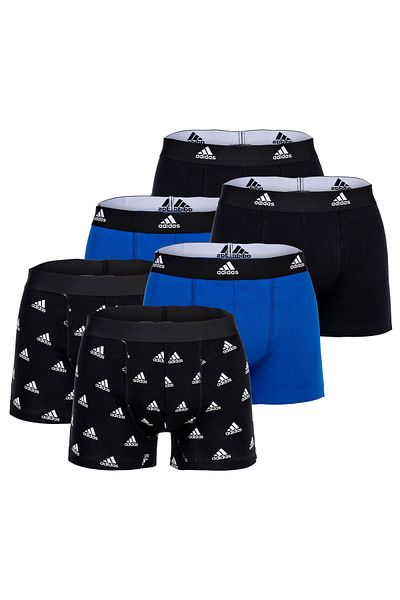 adidas Herren Boxershorts, 6er Pack - Trunks, Active Flex Cotton, Logo, einfarbig