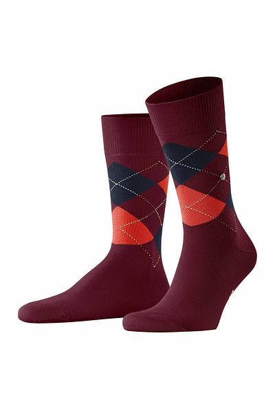 Burlington Herren Socken - King, Baumwolle, Rautenmuster, Logoemblem