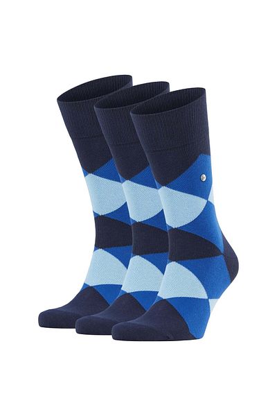 Burlington Herren Socken 3er Pack - Clyde, Rautenmuster, Bio-Baumwolle