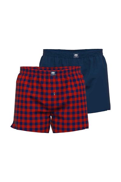 Ceceba Herren Web-Boxershorts, 2er Pack - Unterwäsche, Unterhose, Baumwolle, Logo, Karo, einfarbig