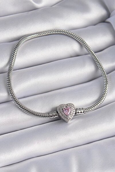 Clariss سوار نسائي من النحاس مع حجر الزركون على شكل قلب