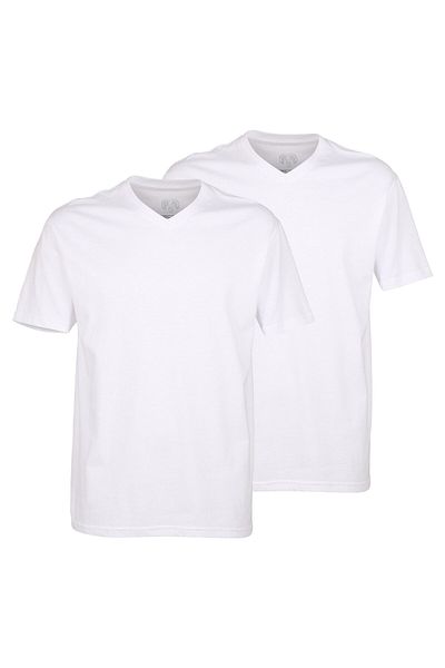 Ceceba Herren T-Shirts, 2er Pack - Konvex, V-Ausschnitt, Kurzarm, Baumwolle, uni