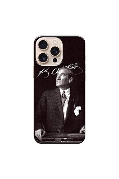 Zebana Apple iPhone 16 Pro Compatible Case Mustafa Kemal Atatürk Silicone Cas...