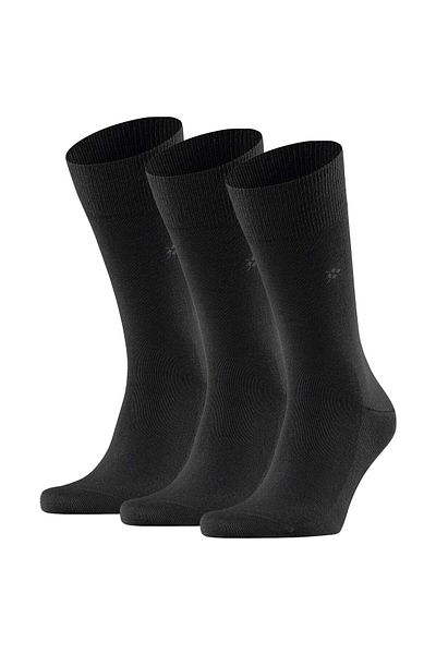 Burlington Herren Socken LEEDS 3er Pack - Schurwolle, Logo, Uni, One Size, 40-46
