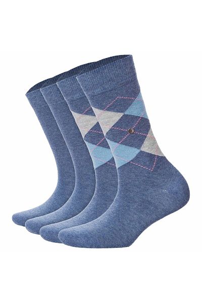 Burlington Damen Socken Everyday Mix 4er Pack - Raute und Uni, One Size, 36-41