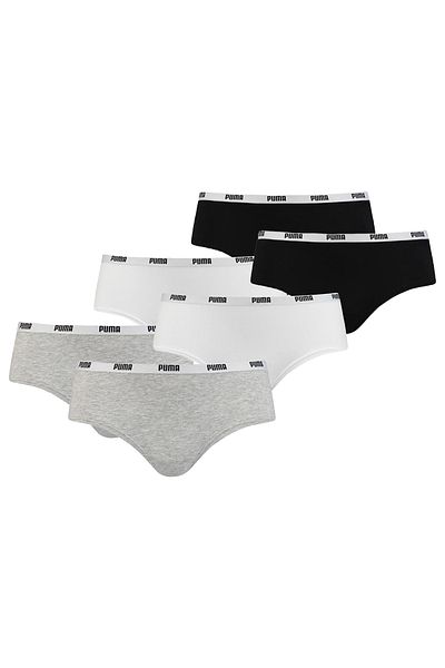 Puma Damen Iconic Hipster, 6er Pack - Soft Cotton Stretch