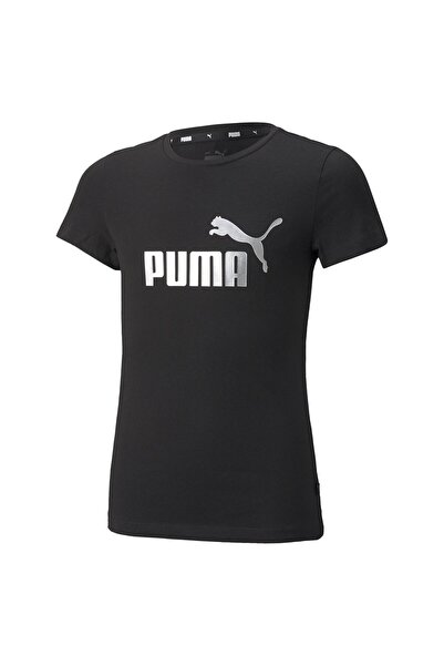 Puma Mädchen T-Shirt - ESS+ Metallic LOGO TEE, Rundhals, Kurzarm, uni