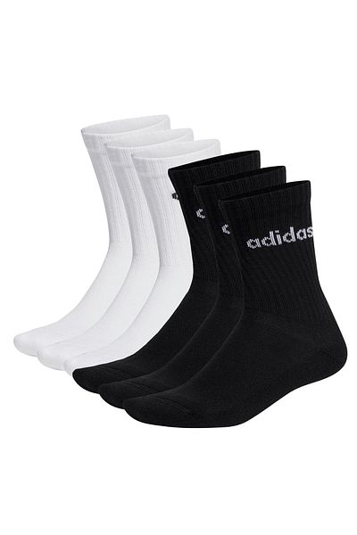 adidas Unisex Socken, 6er Pack - Linear Crew Cushioned, Logo, gepolstert, einfarbig