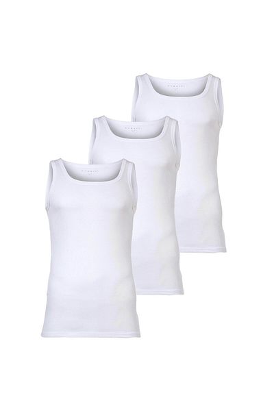 BUGATTI Herren Unterhemden, 3er Pack - Feinripp, Baumwolle, einfarbig