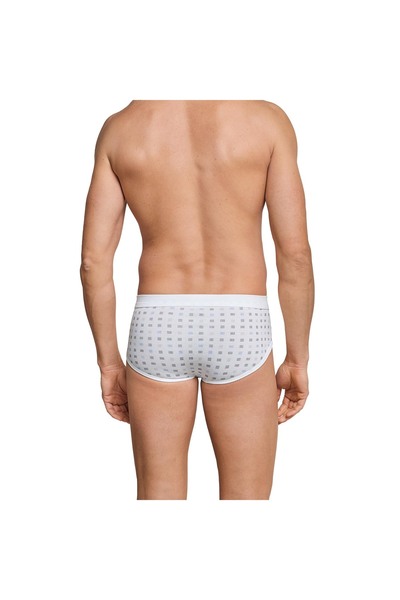 Schiesser Herren Slip 4 PACK - Sportslip, Essentials Feinripp, Karo-Print, S-XXL