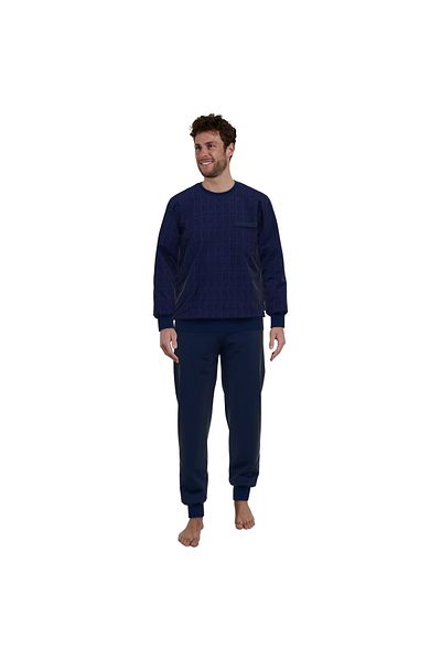 Götzburg GÖTZBURG Herren Schlafanzug - lang, Bündchen, Pyjama, Baumwolle, Muster