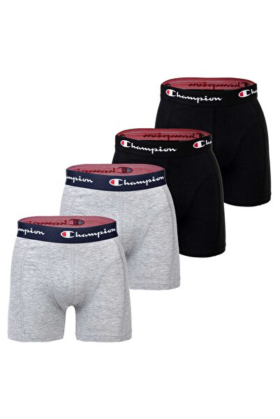 Champion Herren Boxershorts, 4er Pack - Baumwolle, Logobund, einfarbig