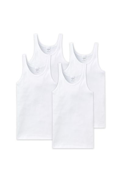 Schiesser Herren Unterhemd 4er Pack - ärmellos, Cotton Essentials, Feinripp