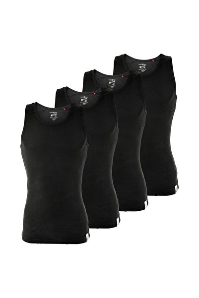 Mustang Herren Unterhemd 4er Pack, Tanktop, Doppelripp, True Denim, S-XXL