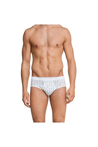 Schiesser Herren Slip 4 PACK - Sportslip, Essentials Feinripp, Karo-Print, S-XXL