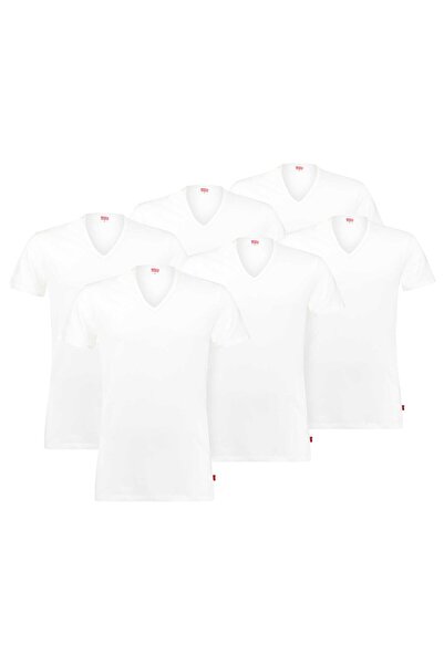 Levi's Herren T-Shirts, 6er Pack - ECOM, V-Ausschnitt, Kurzarm, einfarbig