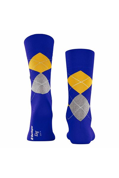 Burlington Herren Socken - King, Baumwolle, Rautenmuster, Logoemblem
