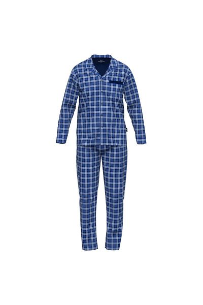 Götzburg GÖTZBURG Herren Schlafanzug - lang, durchgeknöpft, Pyjama, Baumwolle, Muster