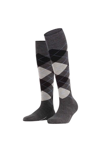 Burlington Damen Kniestrümpfe MARYLEBONE - Schurwolle, Rauten, One Size