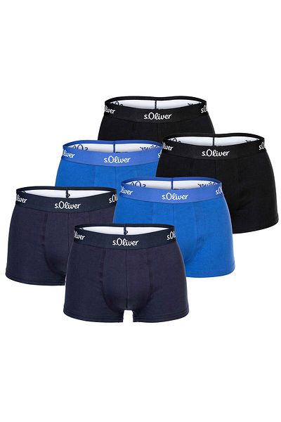 s.Oliver Herren Boxershorts, 6er Pack - Trunks, Hipsters, Baumwoll-Stretch