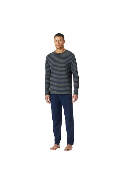 Schiesser Herren Schlafanzug, lang - Casual Essentials, Baumwolle, Rundhals