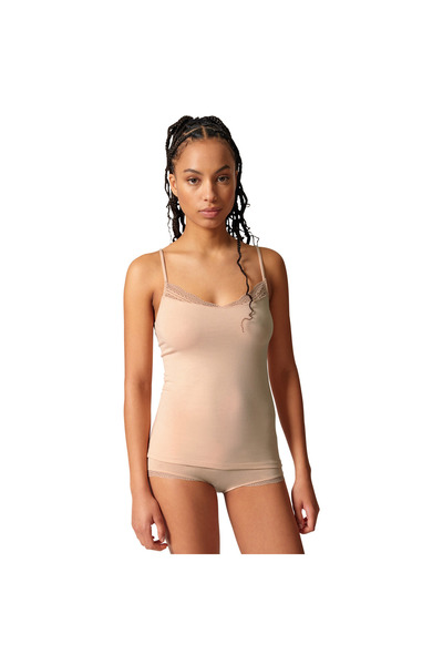 Skiny Damen Unterhemd - Spaghettishirt, Classic Cotton, Spitze, Baumwoll-Stretch