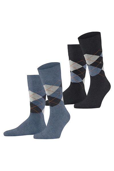 Burlington Herren Socken, 2er Pack - Argyle, Clip, One Size, 40-46