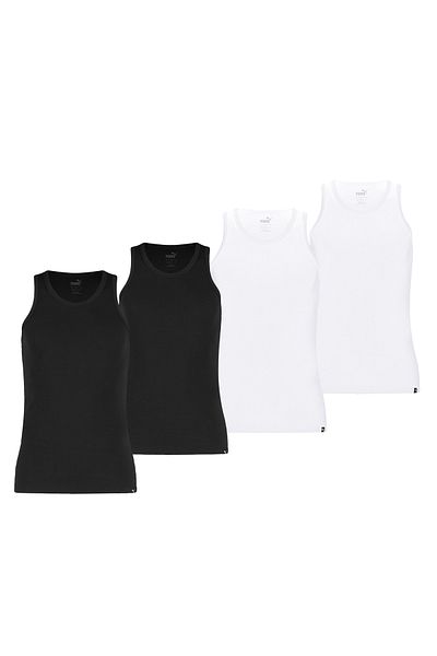 Puma Herren Tank Top, 4er Pack - Basic, Unterhemd, Rundhals, Single Jersey, einfarbig