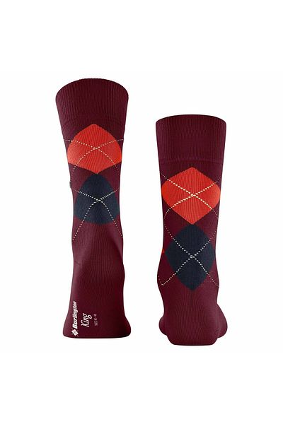 Burlington Herren Socken - King, Baumwolle, Rautenmuster, Logoemblem
